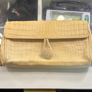 Chic Tan Crocodile-Embossed Clutch